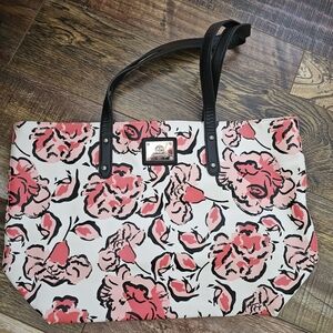 Pink and White Floral Tote Bag with Sturdy Handles
